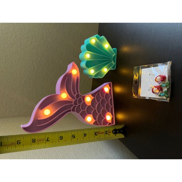 Mermaid Party Decorations Cute Purple Mermaid Tail Night Light Blue Seashell - Picture 5 of 9